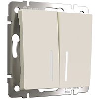 Выключатель с подсветкой без рамки Werkel 2-кл. айвори матовый картинка